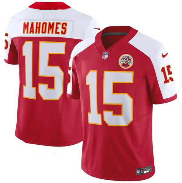Men & Women & Youth Kansas City Chiefs #15 Patrick Mahomes Red White 2023 F.U.S.E. Vapor Untouchable Limited Football Stitched Jersey